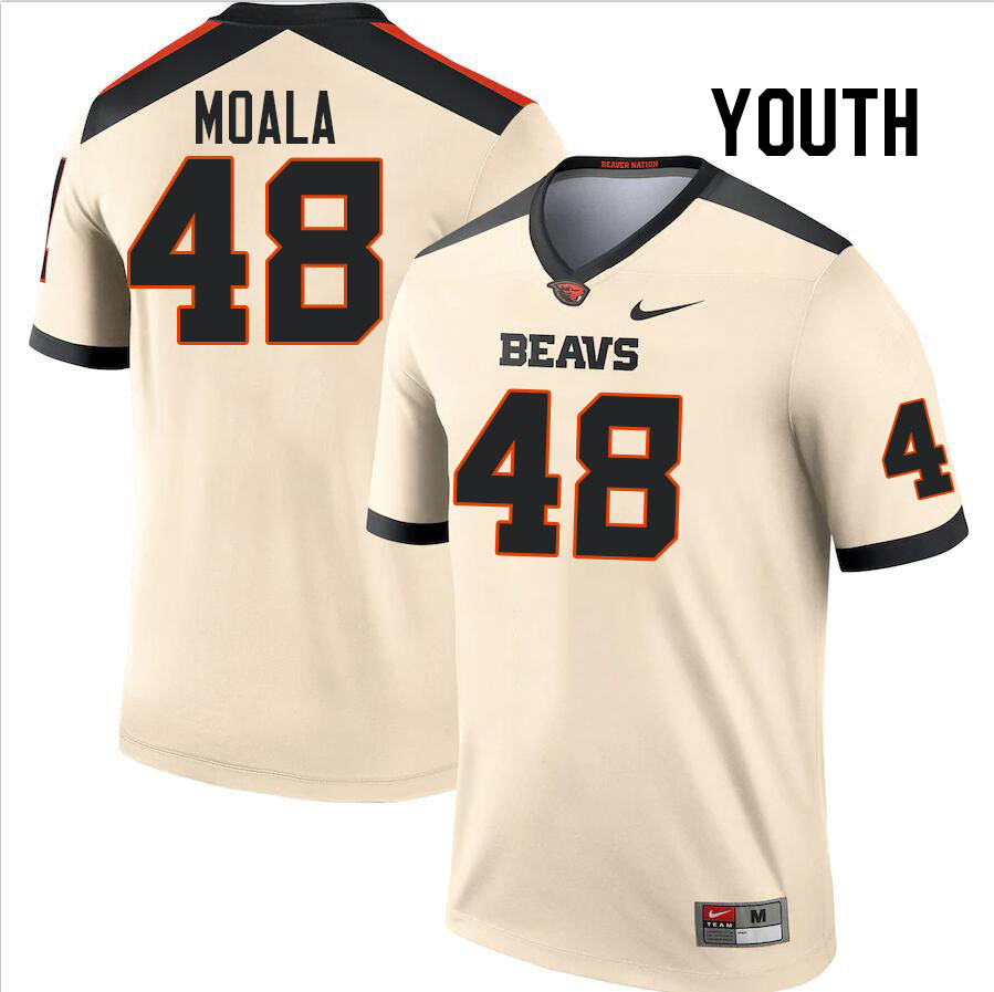 Youth #48 Jessaia Moala Oregon State Beavers College Football Jerseys Stitched-Cream